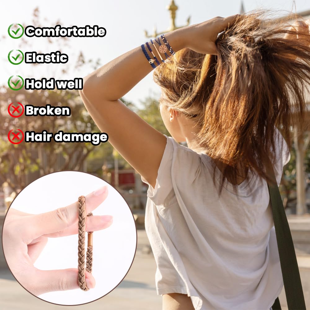 DIYDEC hair tie securing a long curly ponytail showing strong hold without creasing