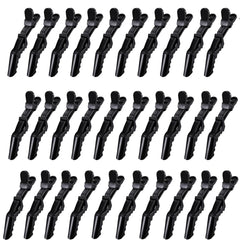 Dkpyt front view of 30 black alligator clips showing full set and compact packaging for convenience