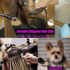 Dkpyt clip securing a hair section in salon demonstrating quick sectioning benefit