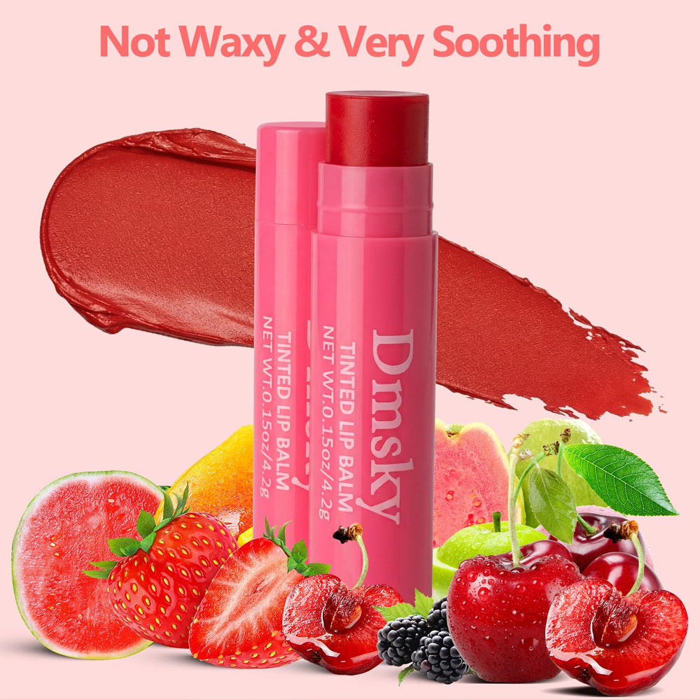 Dmsky open mango tube showing balm sheen, adds subtle color and shine