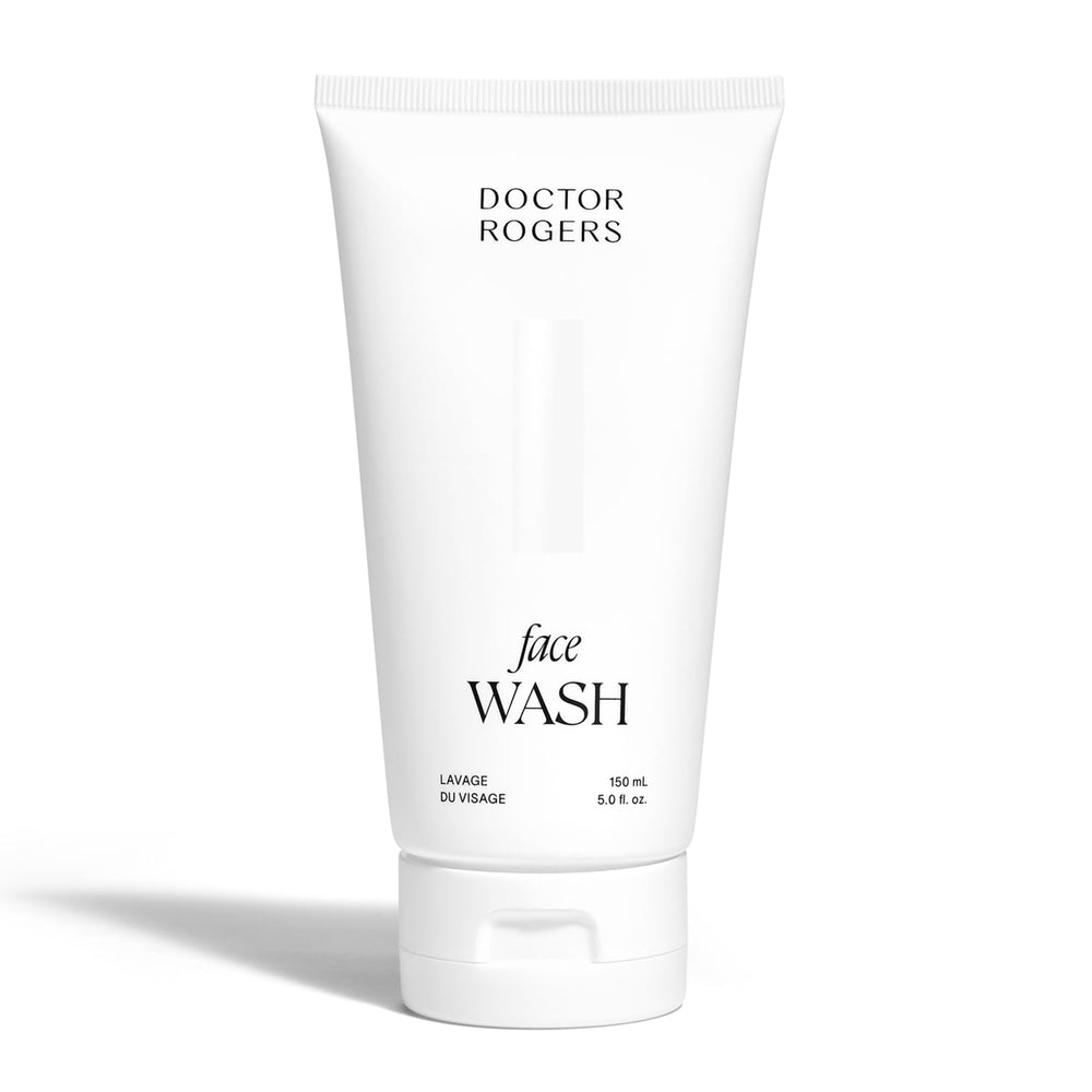 Doctor Rogers Restore front packaging showing cleanser bottle and clean design benefit