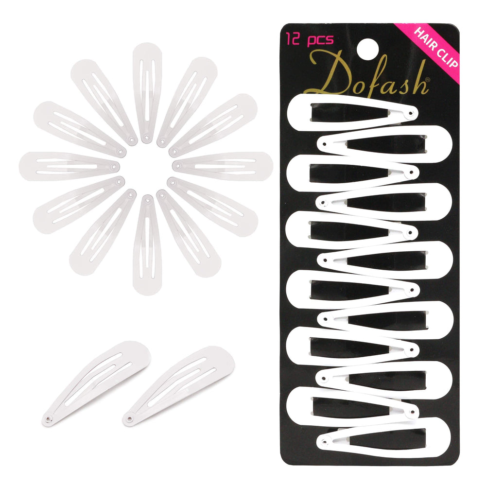 Dofash white snap clip front view showing neat hold