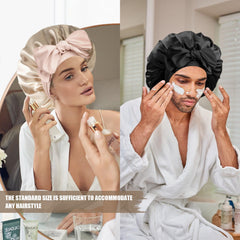 Doitory bonnet worn while sleeping to preserve curls and moisture