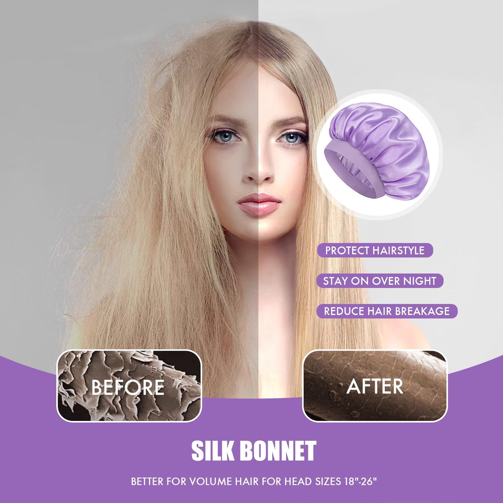 Doitory bonnet over braided hair showing protection for braids and reduced frizz