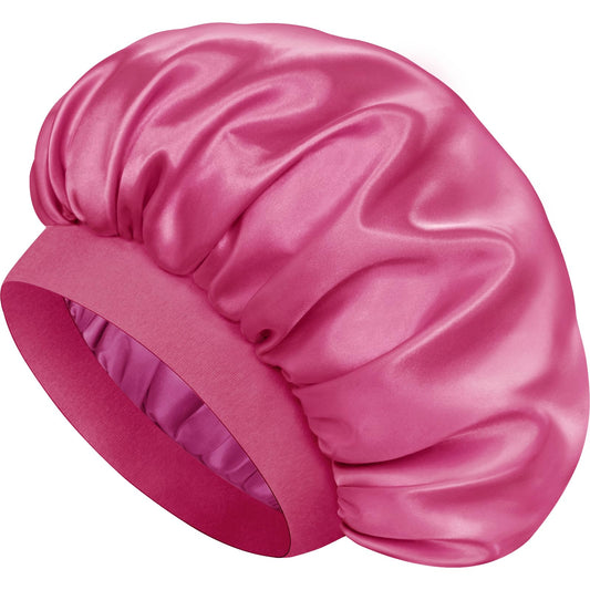 Doitory hot pink bonnet front view showing full coverage and secure fit benefit