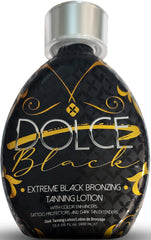 Dolce Black next to tanning essentials in lifestyle scene for convenience and routine