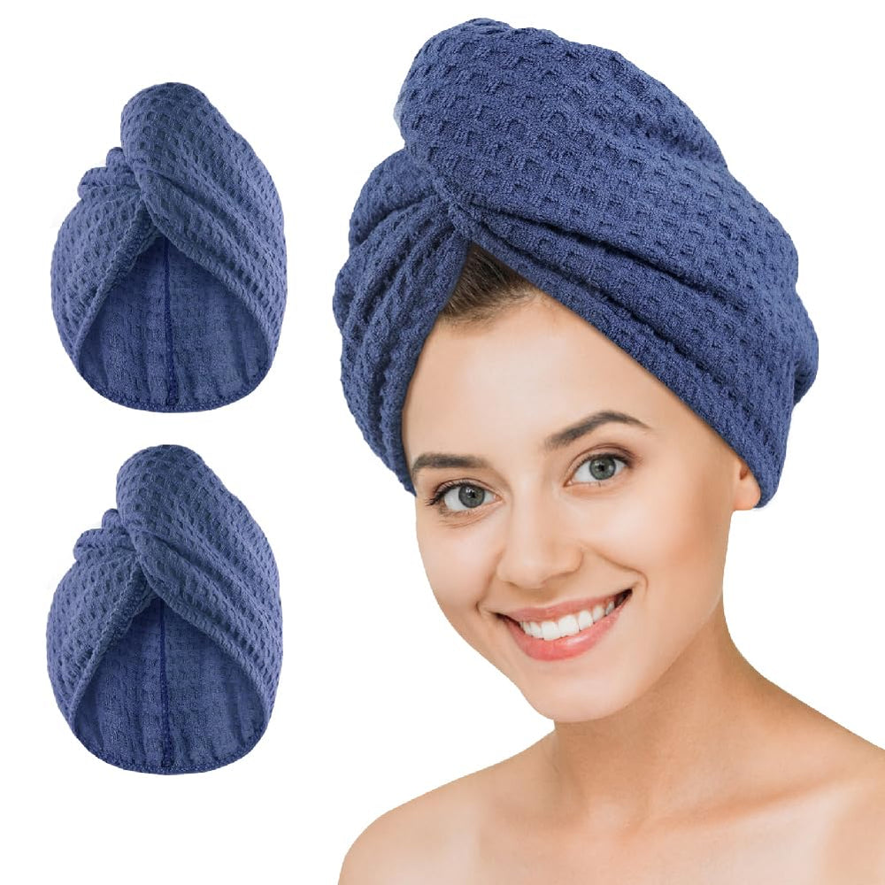 Dolwis front packaging two-pack dark blue towels showing convenience and value