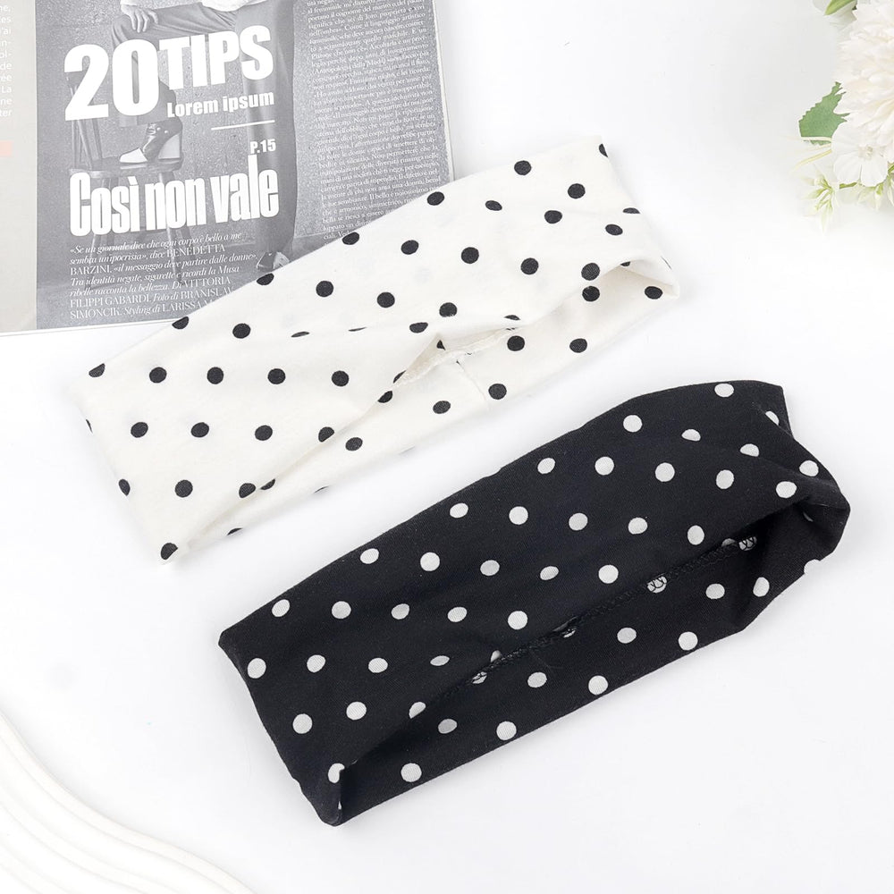 Doneace flat lay of both polka dot patterns showing matching set versatility