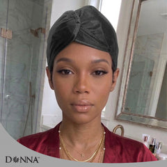 DONNA wrap on pillow in bedroom setting showing nighttime hair protection