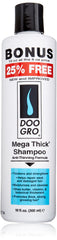 DOO GRO front bottle shot showing 10 oz shampoo and fuller-looking hair benefit