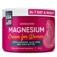 DOODLE HOG front jar showing lavender scented magnesium cream and clear label benefit