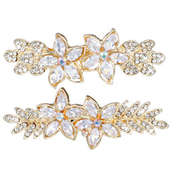 DOPENSPI gold barrette front view showing floral rhinestones and shine benefit