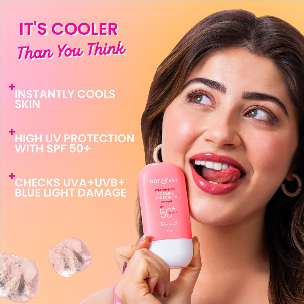 Dot & Key product label close-up highlighting SPF 50 PA++++ rating