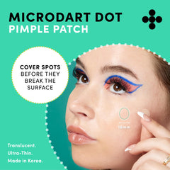 Graphic of niacinamide, salicylic acid, and hyaluronic acid labeled for Dots for Spots benefits