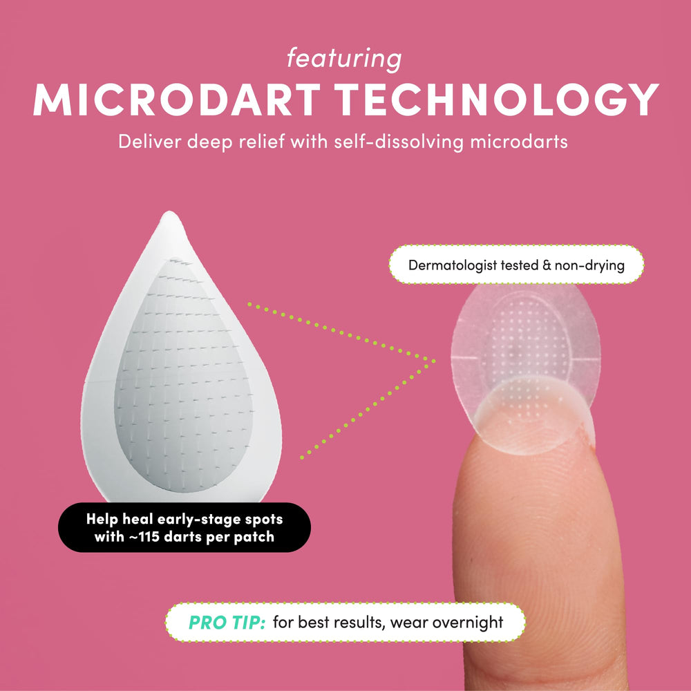 Close-up of Dots for Spots microdarts delivering ingredients precisely to a blemish