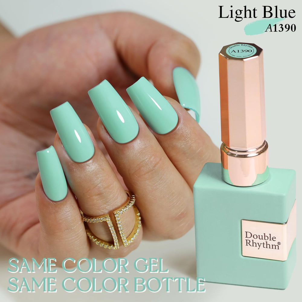 Double Rhythm brush stroke on white showing smooth application and true light blue color