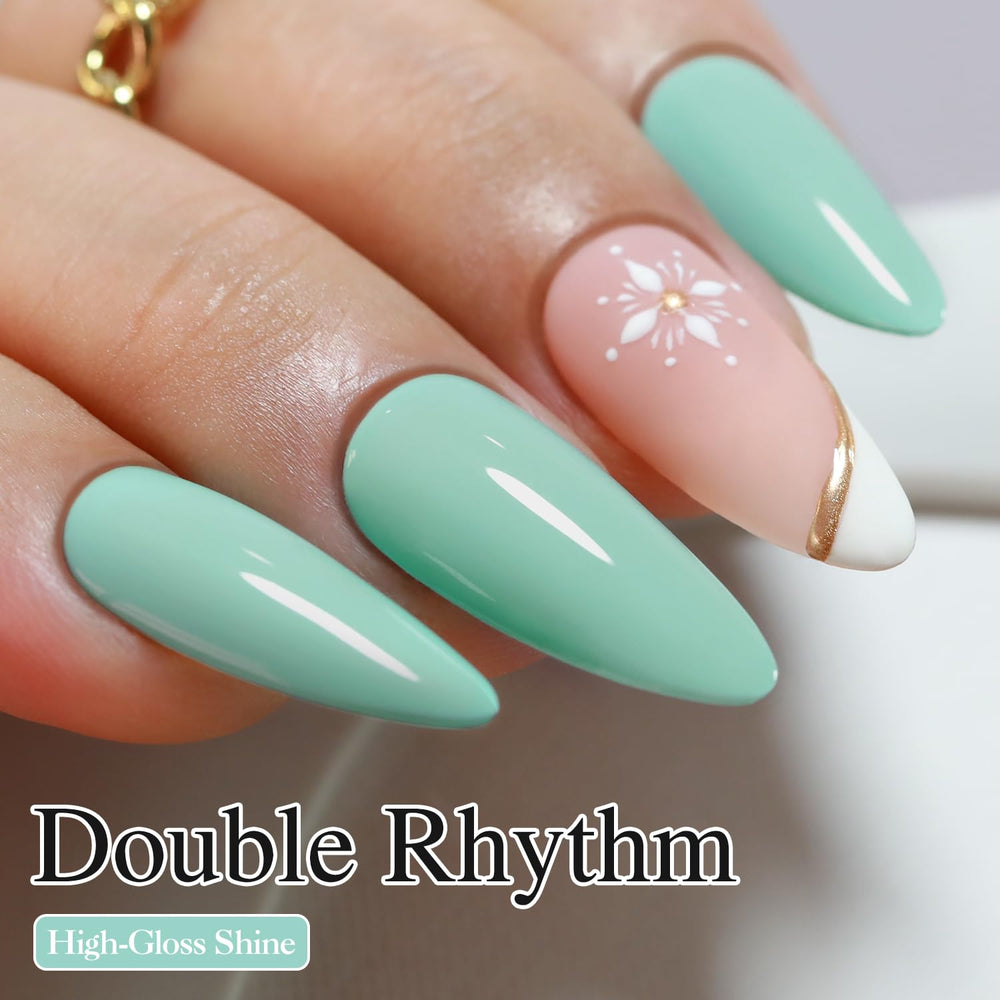 Double Rhythm label close-up revealing shade A1390 and clear instructions for safe use