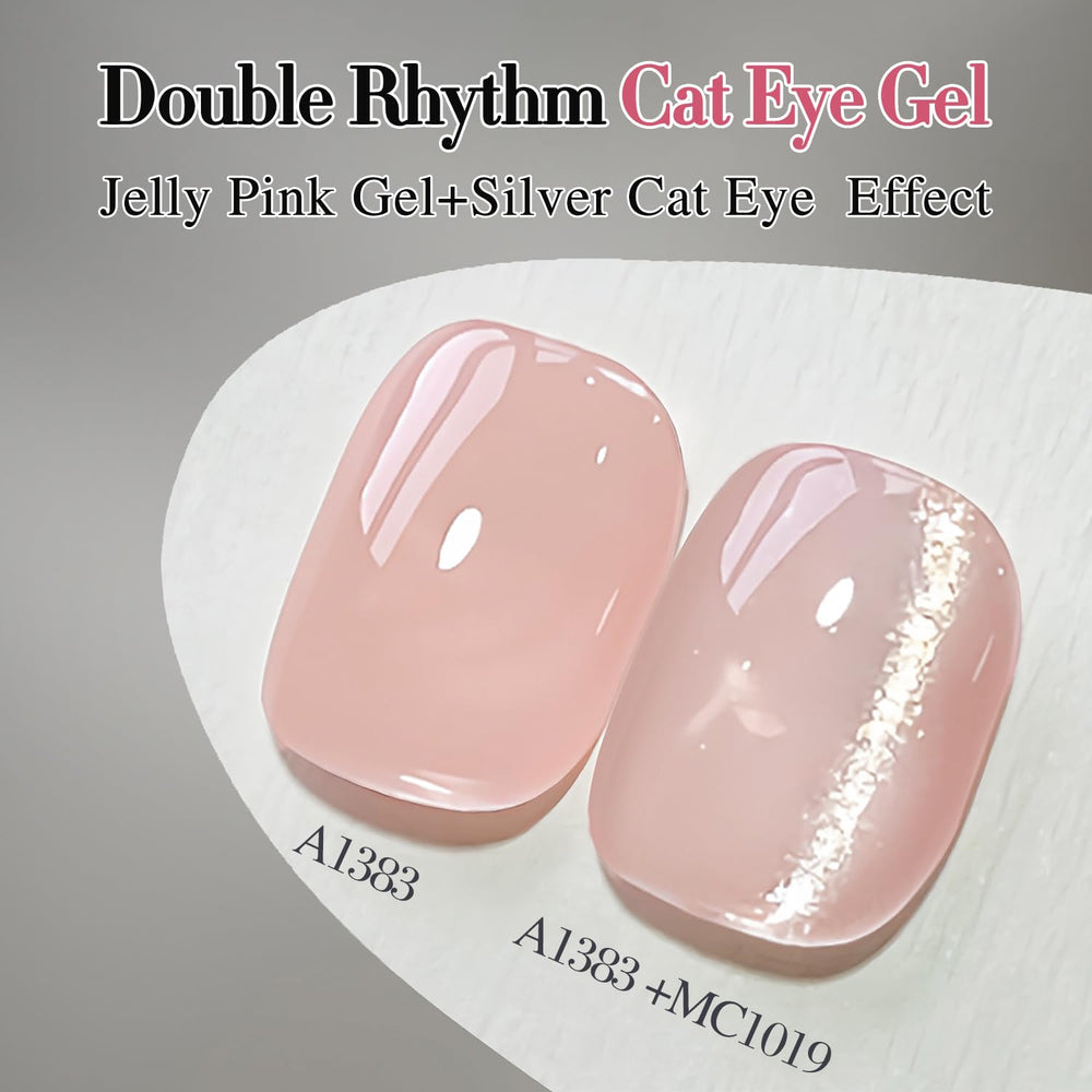 Double Rhythm application on nail tip demonstrating clear magnetic line benefit