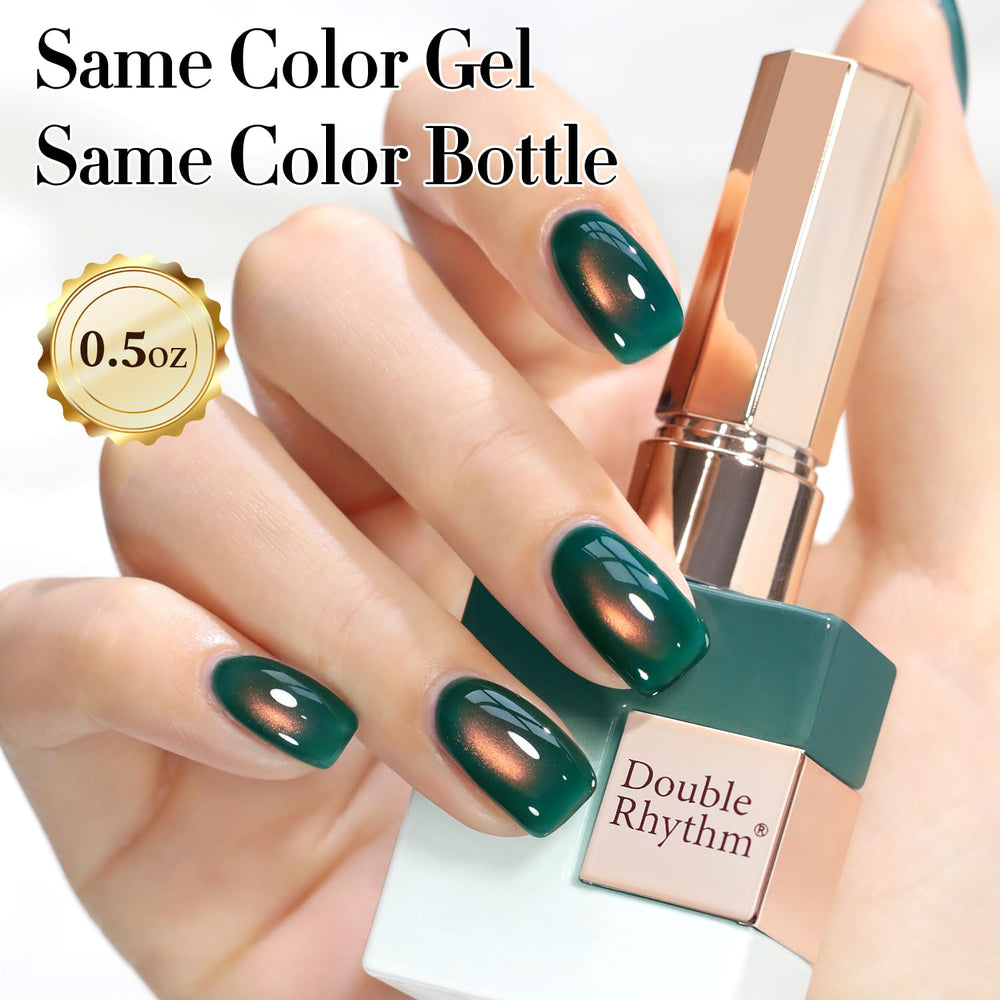 Double Rhythm before and after on nails demonstrating color contrast benefit