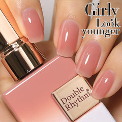 Double Rhythm before and after sheer layers showing buildable coverage and natural look