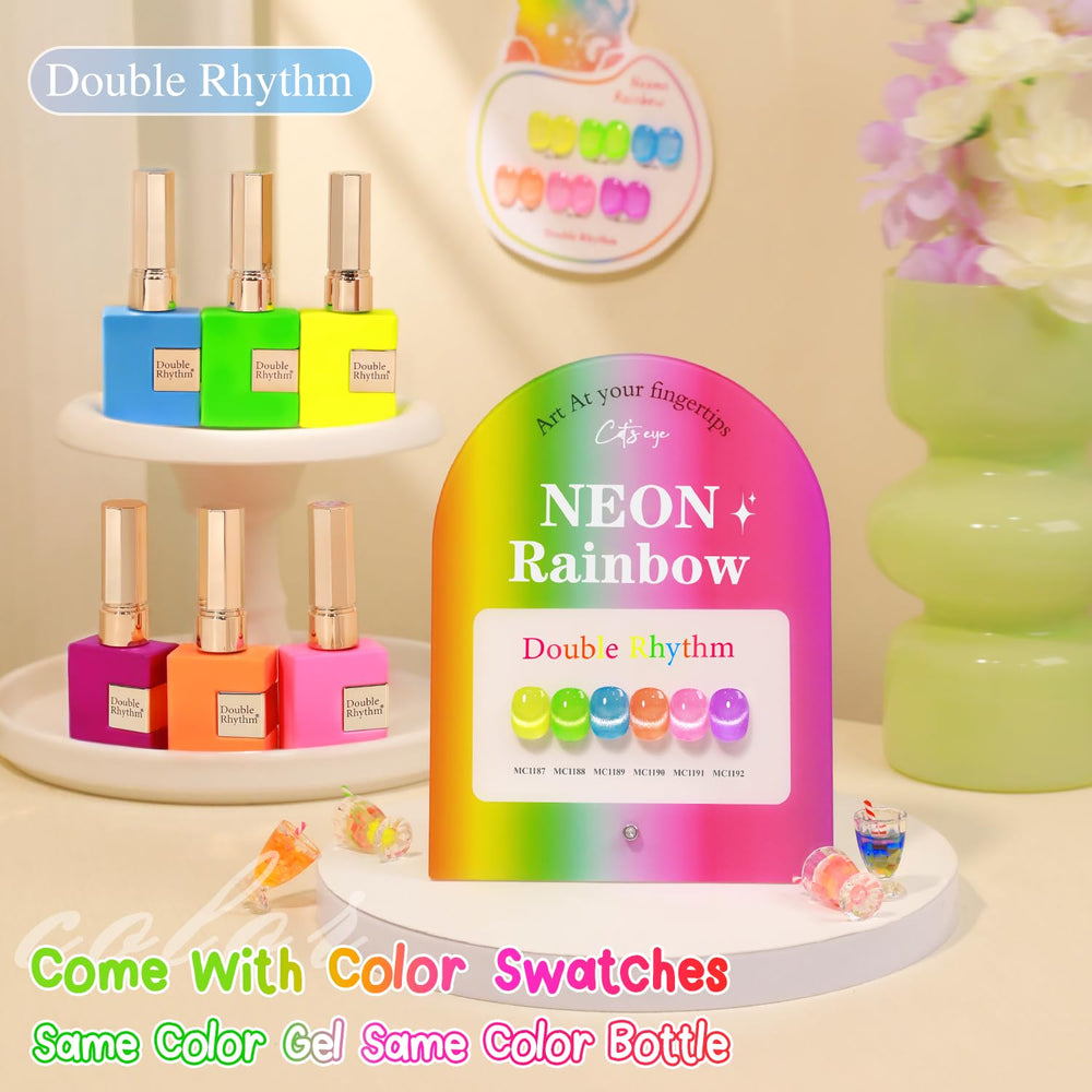 Double Rhythm bottle close-up showing cap and shimmer polish consistency