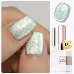 Double Rhythm bottle front showing green holographic gel and label for easy identification and benefit