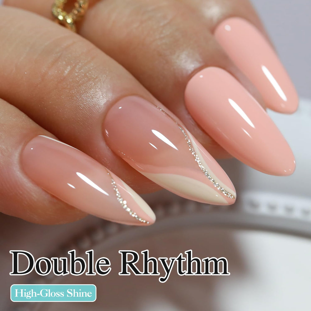 Double Rhythm brush stroke of polish showing true milky orange-pink color