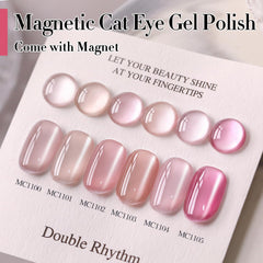 Double Rhythm cat-eye magnet demo forming reflective stripe for striking nails