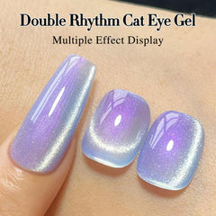 Double Rhythm nail with defined cat-eye stripe showcasing magnetic shimmer benefit