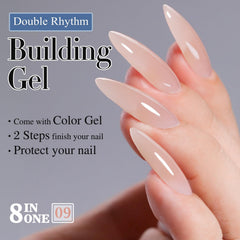 Double Rhythm applied on nails in neutral manicure for long-lasting shine benefit