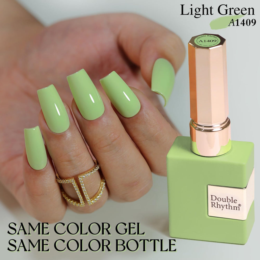 Double Rhythm green A1409 swatches on wheel showing consistent color payoff