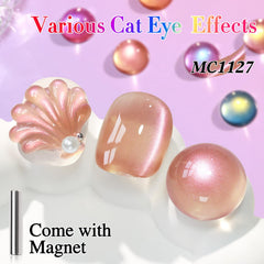 Double Rhythm magnet held over wet polish creating visible cat-eye stripe effect