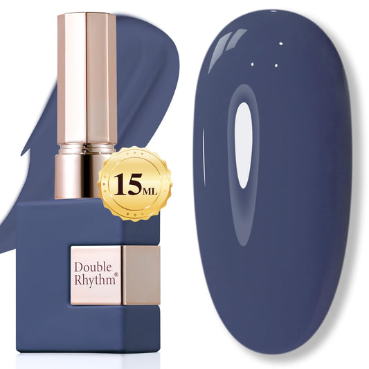 Double Rhythm bottle front showing deep blue gray shade and label benefit