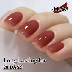 Double Rhythm cured gel nail surface showing high gloss finish and long-wear benefit