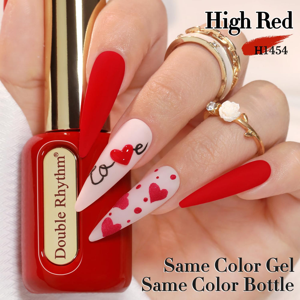 Double Rhythm applied on nails hand swatch illustrating glossy finish and vibrant shade