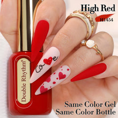 Double Rhythm applied on nails hand swatch illustrating glossy finish and vibrant shade