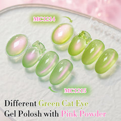 Double Rhythm plated nails swatch showing green-pink duo-chrome benefit