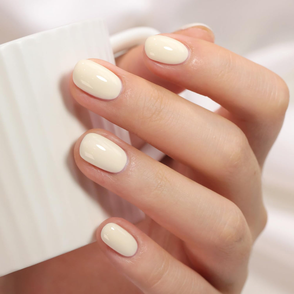 Double Rhythm front bottle beige white showing product packaging and glossy finish benefit