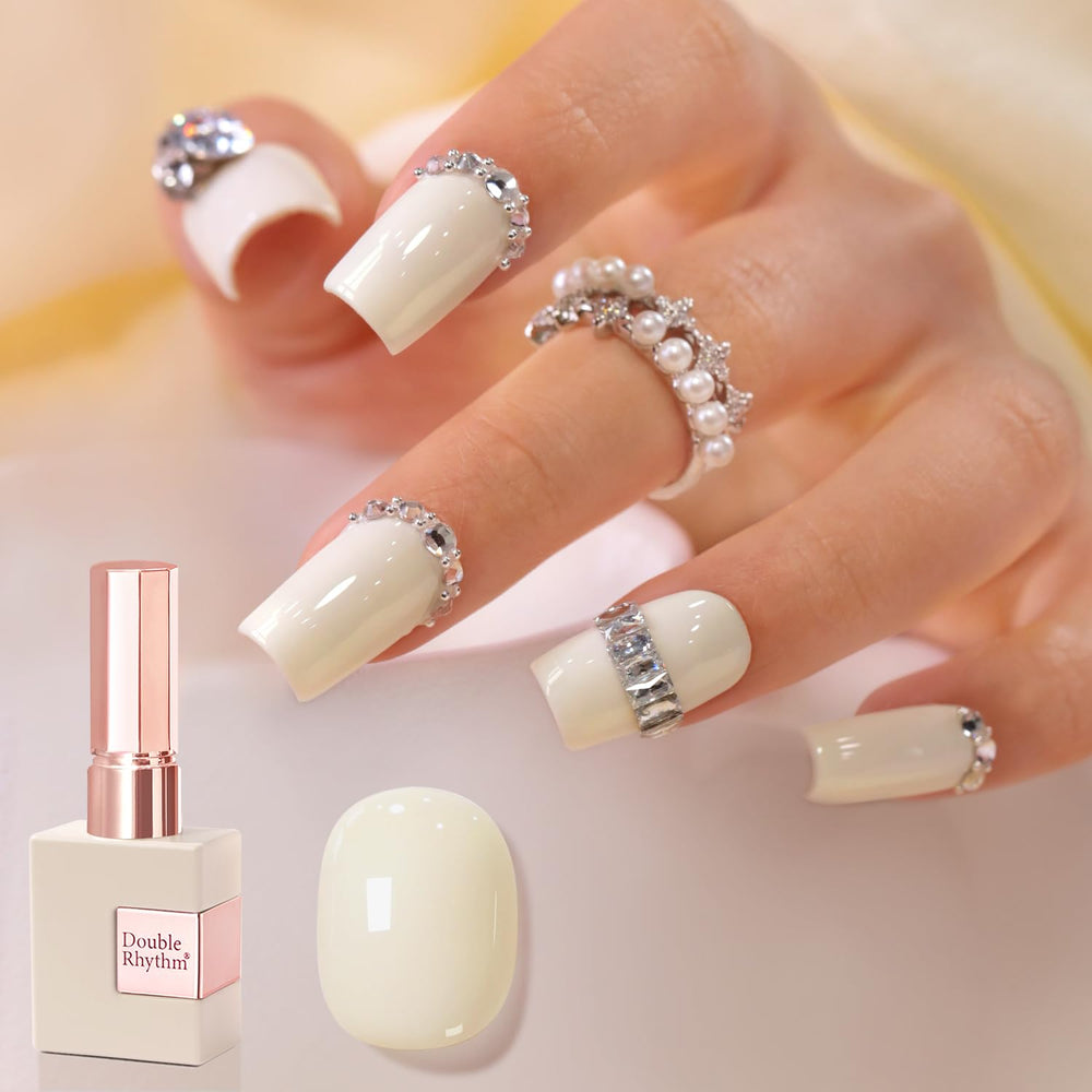Double Rhythm front bottle cream white shows milky neutral shade and accurate color