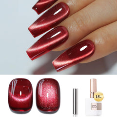 Double Rhythm bottle front view shows dark red magnetic gel polish and salon-grade finish