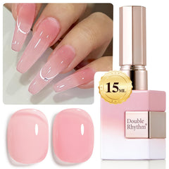 Double Rhythm front bottle milky pink showing translucent finish and glossy benefit