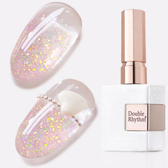 Double Rhythm front bottle showing pink shimmer and easy identification