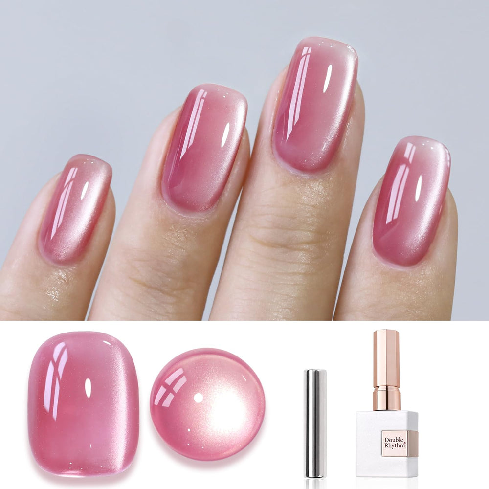 Double Rhythm front packaging showing jelly pink bottle and magnetic gel benefit