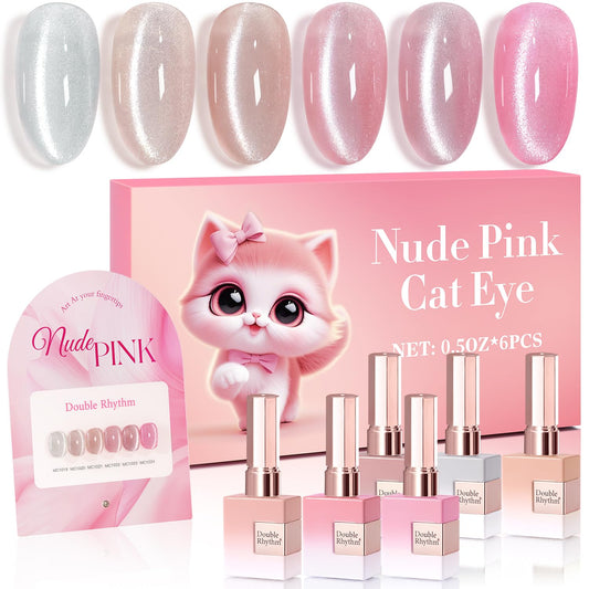Double Rhythm front packaging showing six identical bottles and shimmer finish benefit