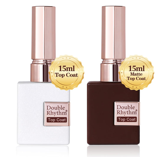 Double Rhythm front packaging showing both 15ml glossy and matte bottles, convenient kit