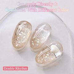Double Rhythm micro-glitter texture close-up demonstrating smooth finish benefit