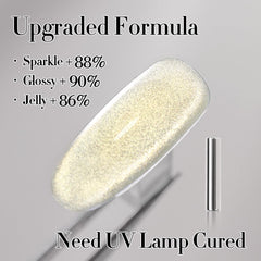 Double Rhythm brush stroke of gold gel showing smooth texture and even application benefit