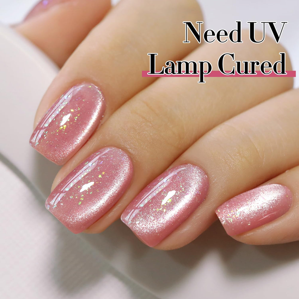 Double Rhythm holographic polish reflecting sunlight for eye-catching sparkle