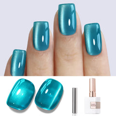 Double Rhythm bottle front view showing jelly teal color and holographic shimmer benefit