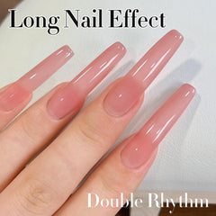 Double Rhythm layered opacity demo on tips showing translucency control and styling flexibility